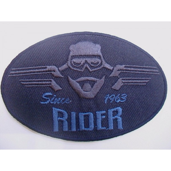 TOPPA PATCH RICAMO SU TESSUTO "RIDER" TERMO O CUCIRE DIMENSIONE 9X5,5 cm. CIRCA