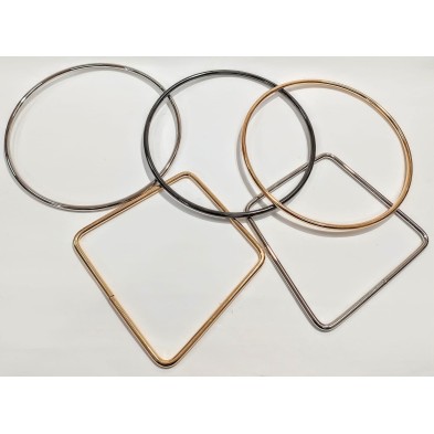 Manico per borsa in metallo cerchio o trapezio varie misure e colori 1 pz.