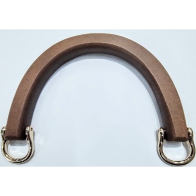 Manico per borsa in legno con anelli in metallo dimensioni 14,5x9,5 cm.
