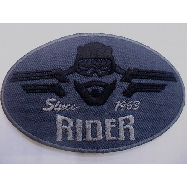 TOPPA PATCH RICAMO SU TESSUTO "RIDER" TERMO O CUCIRE DIMENSIONE 9X5,5 cm. CIRCA