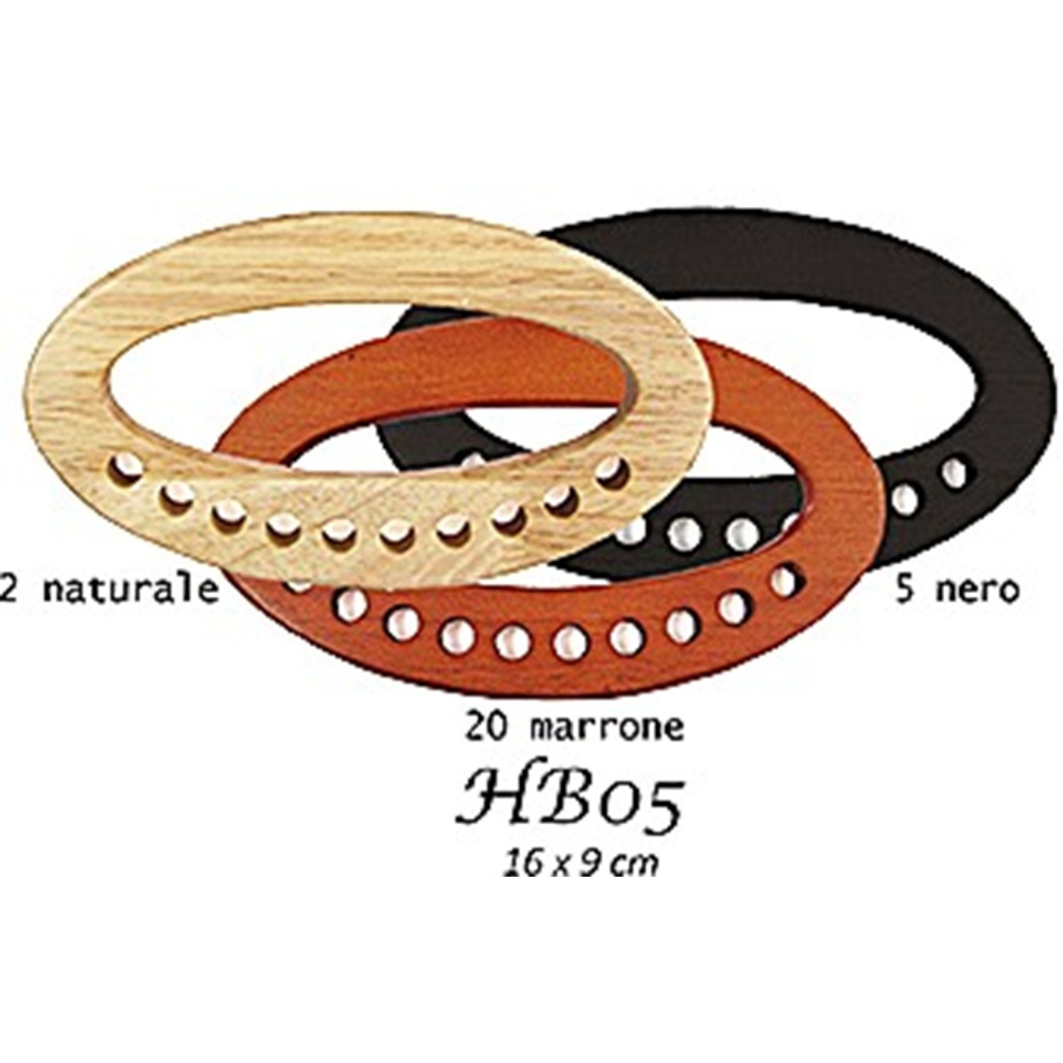 Manico in legno dimensioni 16x9 cm. ideale per borse all'uncinetto artigianali 1 pezzo