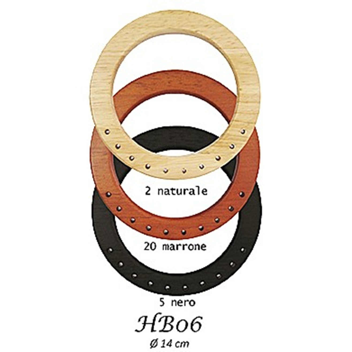 Manico in legno diametro 14 cm. ideale per borse all'uncinetto artigianali 1 pezzo