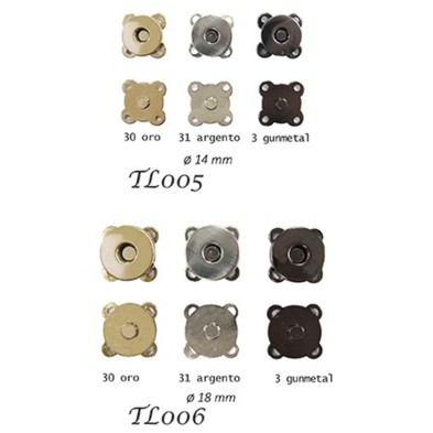 Chiusura calamita da cucire per rifiniture borse e accessori misura 1,8 cm.