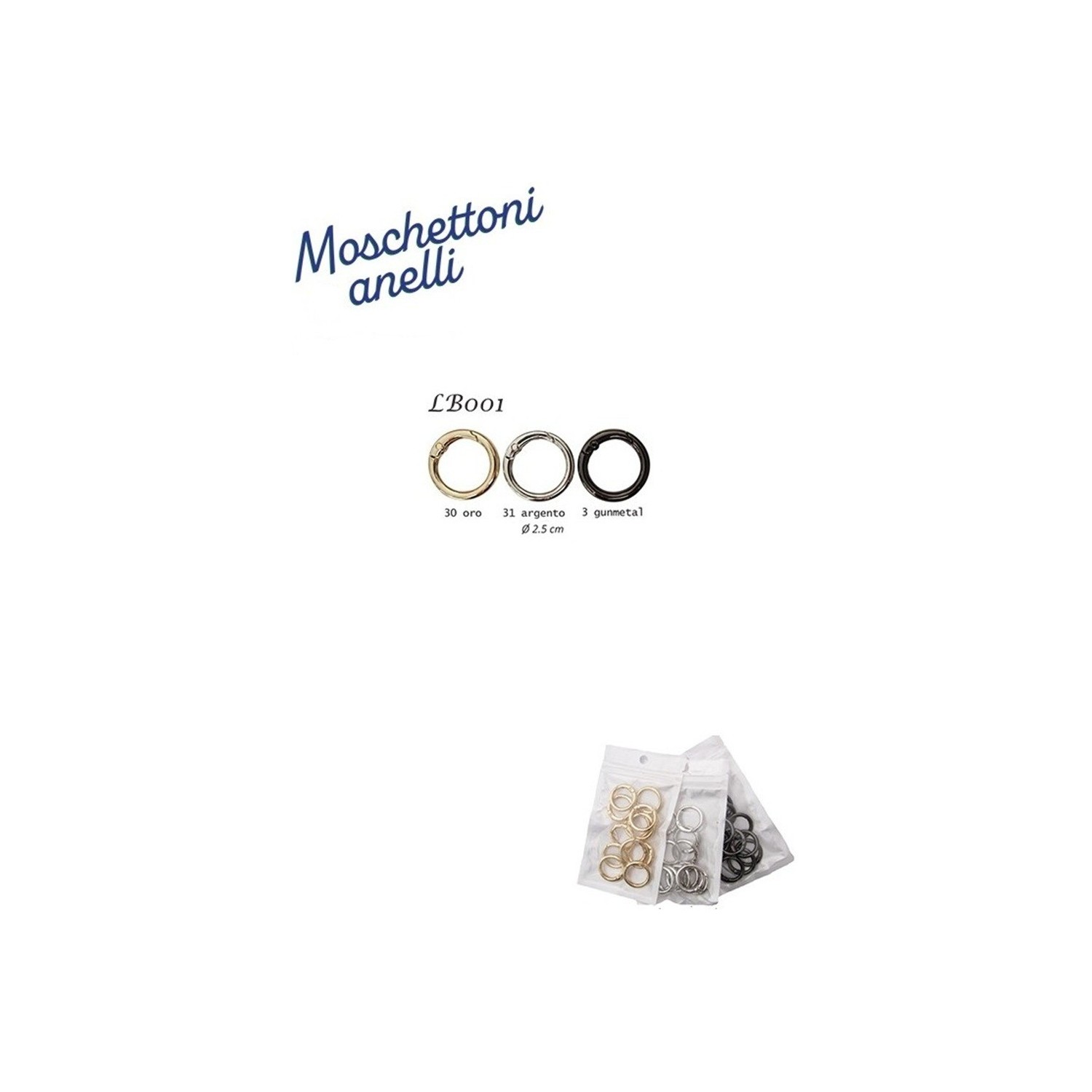 4 MOSCHETTONI A VENTAGLIO PER BORSE CINTE  PELLETTERIA E VARIE 25 mm.