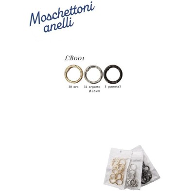 4 MOSCHETTONI A VENTAGLIO PER BORSE CINTE  PELLETTERIA E VARIE 25 mm.