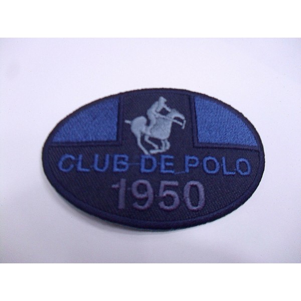 TOPPA PATCH RICAMO SU TESSUTO "POLO CLUB 1950" TERMO O CUCIRE DIMENSIONI VARIE