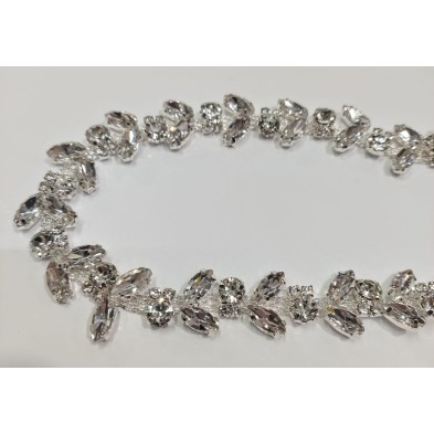 10 cm. passamaneria gioiello alta moda castonata art. CH3445 altezza 1,5 cm. per decorazioni