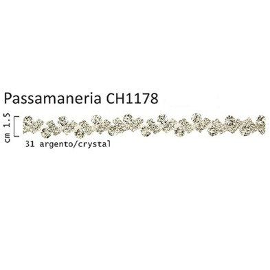 10 cm. passamaneria gioiello castonata art. CH1178 altezza 1,5 cm. per decorazioni