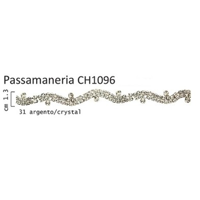 10 cm. passamaneria gioiello alta moda castonata art. CH1096 altezza cm. 1,3 ideale per rifiniture e decorazioni