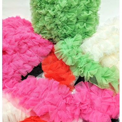 Passamaneria moda ruche tulle altezza circa 8,5 cm. per decorazioni varie 1 metro