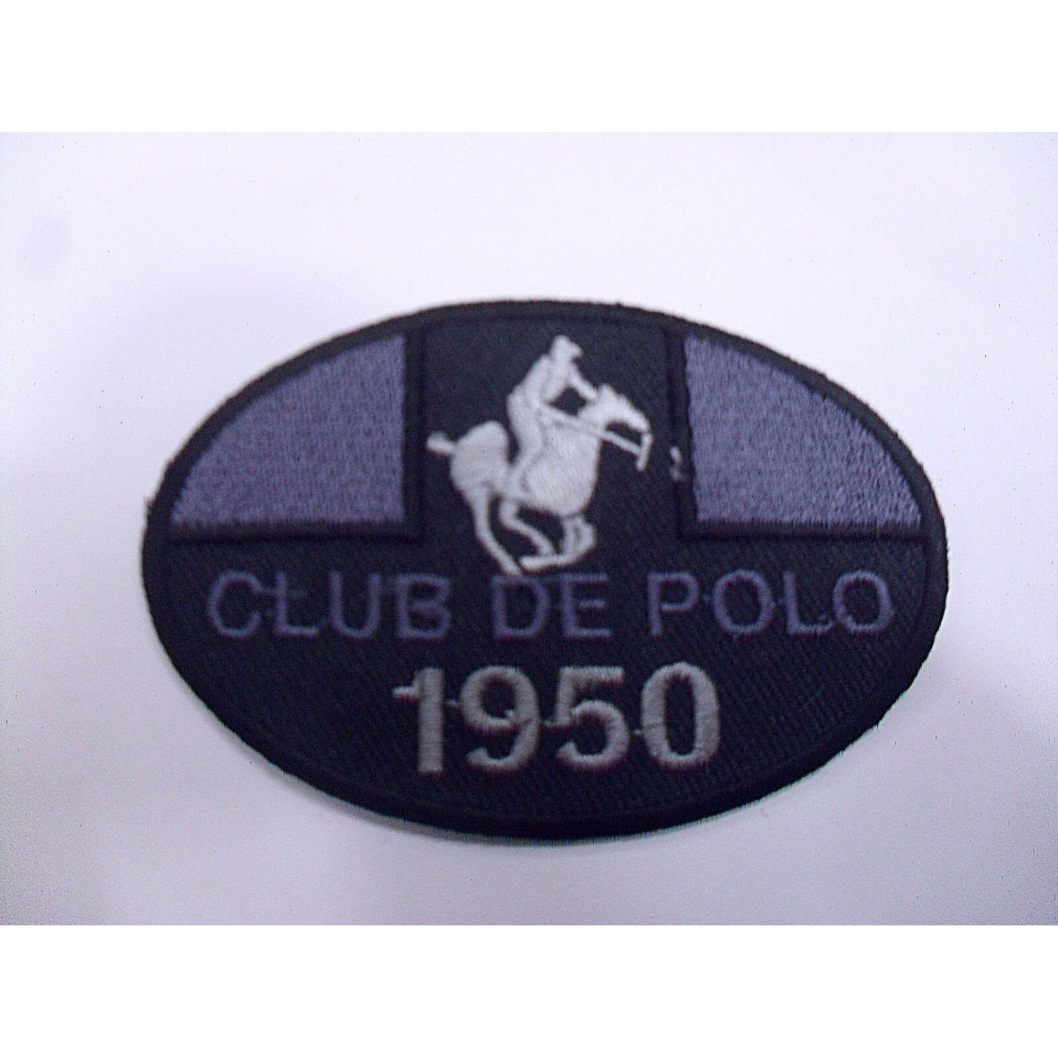 TOPPA PATCH RICAMO SU TESSUTO "POLO CLUB 1950" TERMO O CUCIRE DIMENSIONI VARIE