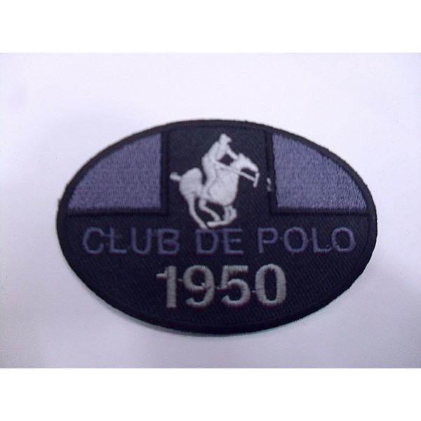 TOPPA PATCH RICAMO SU TESSUTO "POLO CLUB 1950" TERMO O CUCIRE DIMENSIONI VARIE