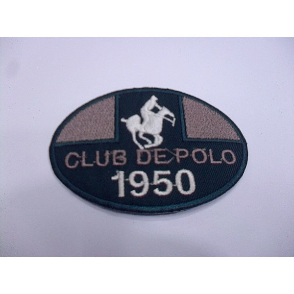 TOPPA PATCH RICAMO SU TESSUTO "POLO CLUB 1950" TERMO O CUCIRE DIMENSIONI VARIE
