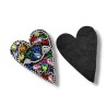 Applicazione Cuore art. FM35784 con pietre, corallini e strass, ricamati a mano 6.5 cm X 9 cm