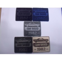 TOPPA PATCH RICAMO SU ECOPELLE SCAMOSC. "AUTO SERVICE" TERMO O CUCIRE 5X5,6 CM.