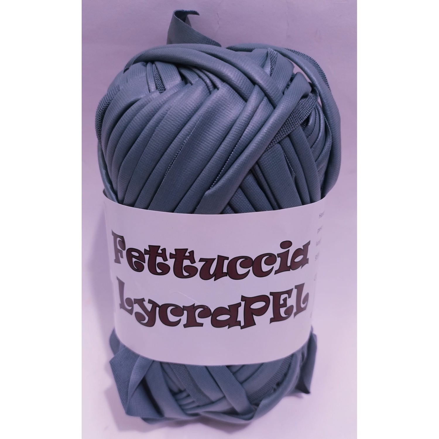 Gomitolo di fettuccia in lycra ecopelle LYCRAPEL x borse elastica peso +- 100 gr. 45 mt.