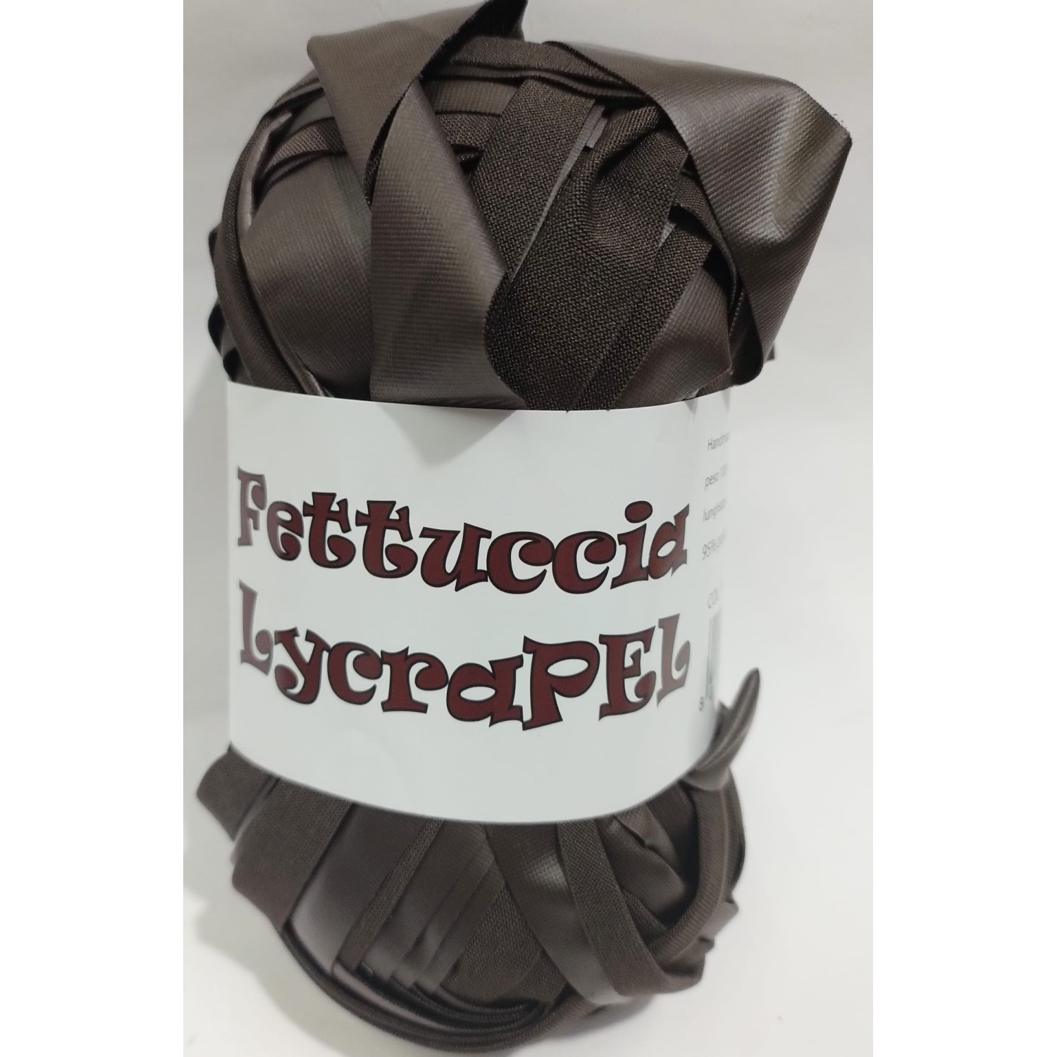 Gomitolo di fettuccia in lycra ecopelle LYCRAPEL x borse elastica peso +- 100 gr. 45 mt.