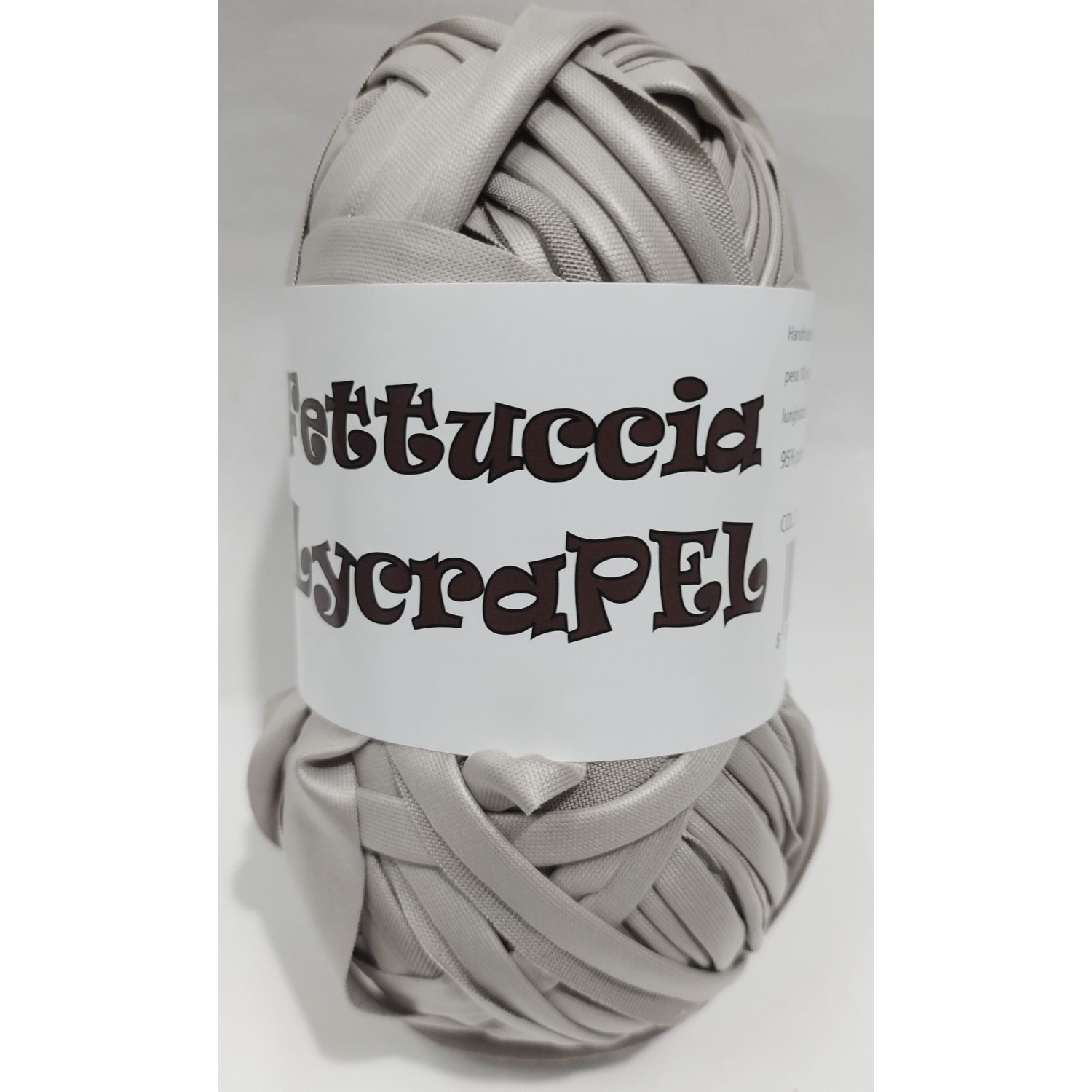 Gomitolo di fettuccia in lycra ecopelle LYCRAPEL x borse elastica peso +- 100 gr. 45 mt.