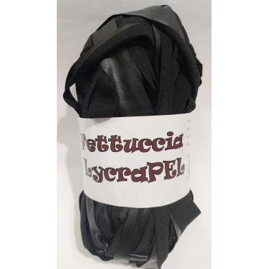 Gomitolo di fettuccia in lycra ecopelle LYCRAPEL x borse elastica peso +- 100 gr. 45 mt.