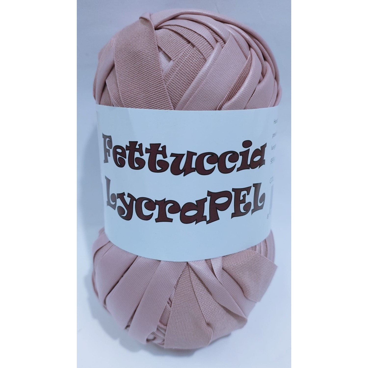 Gomitolo di fettuccia in lycra ecopelle LYCRAPEL x borse elastica peso +- 100 gr. 45 mt.