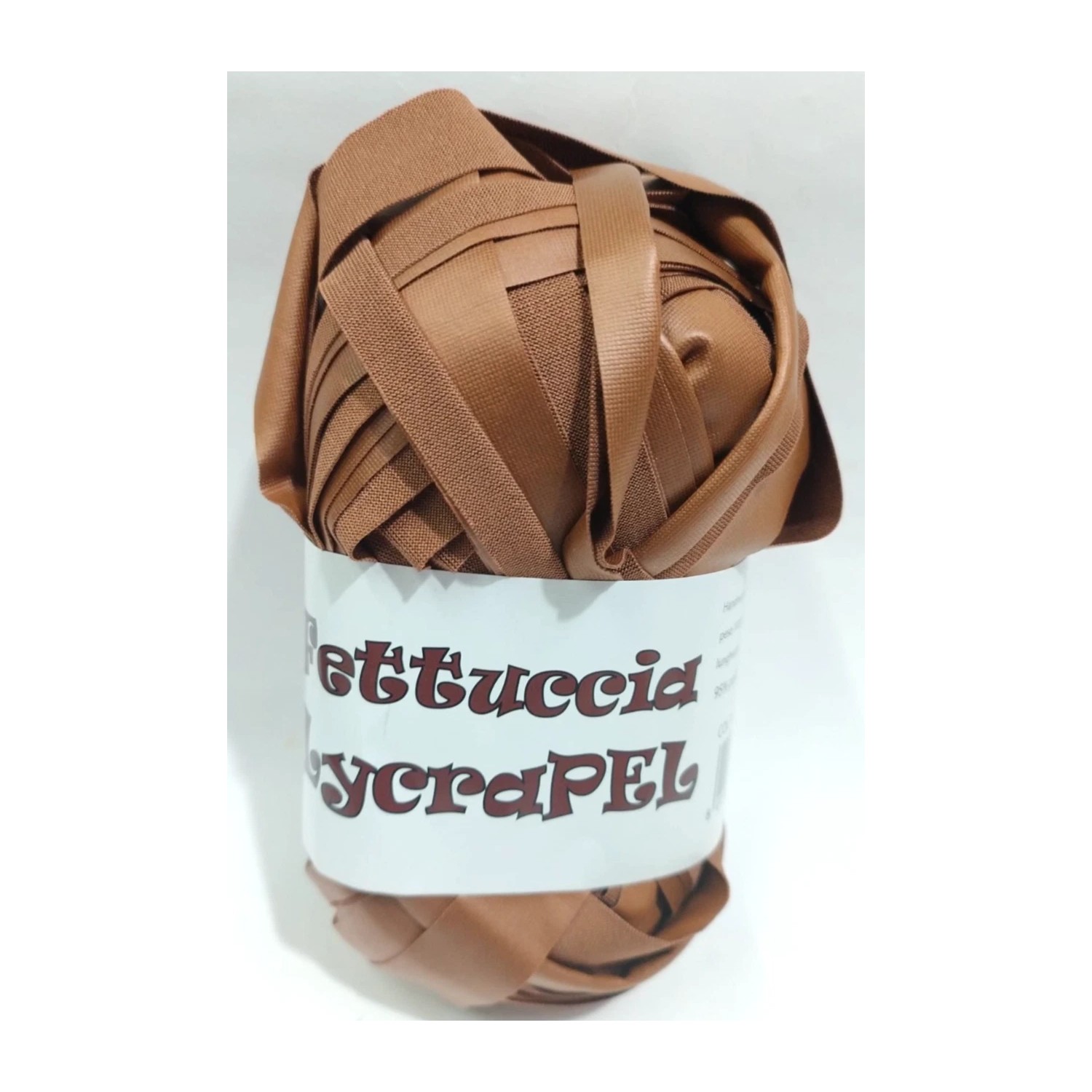 Gomitolo di fettuccia in lycra ecopelle LYCRAPEL x borse elastica peso +- 100 gr. 45 mt.