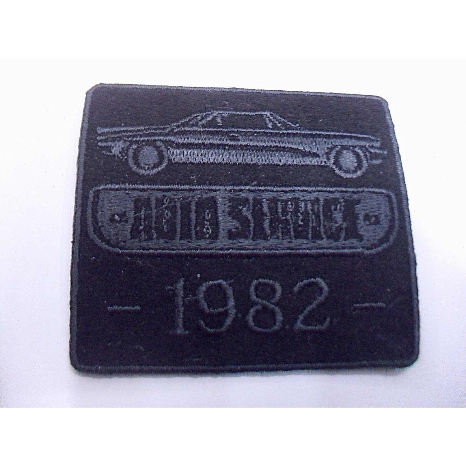 TOPPA PATCH RICAMO SU ECOPELLE SCAMOSC. "AUTO SERVICE" TERMO O CUCIRE 5X5,6 CM.