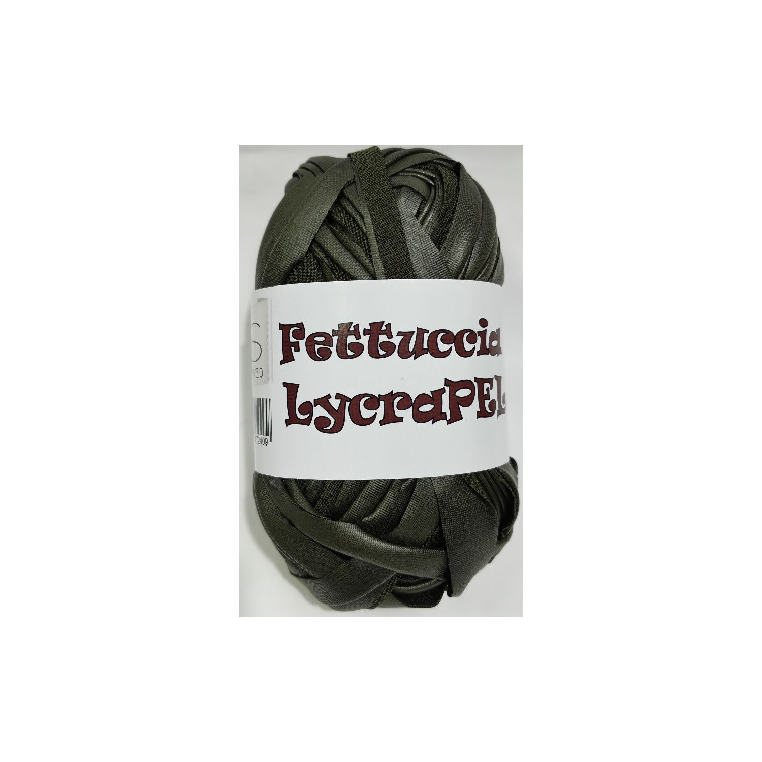 Gomitolo di fettuccia in lycra ecopelle LYCRAPEL x borse elastica peso +- 100 gr. 45 mt.