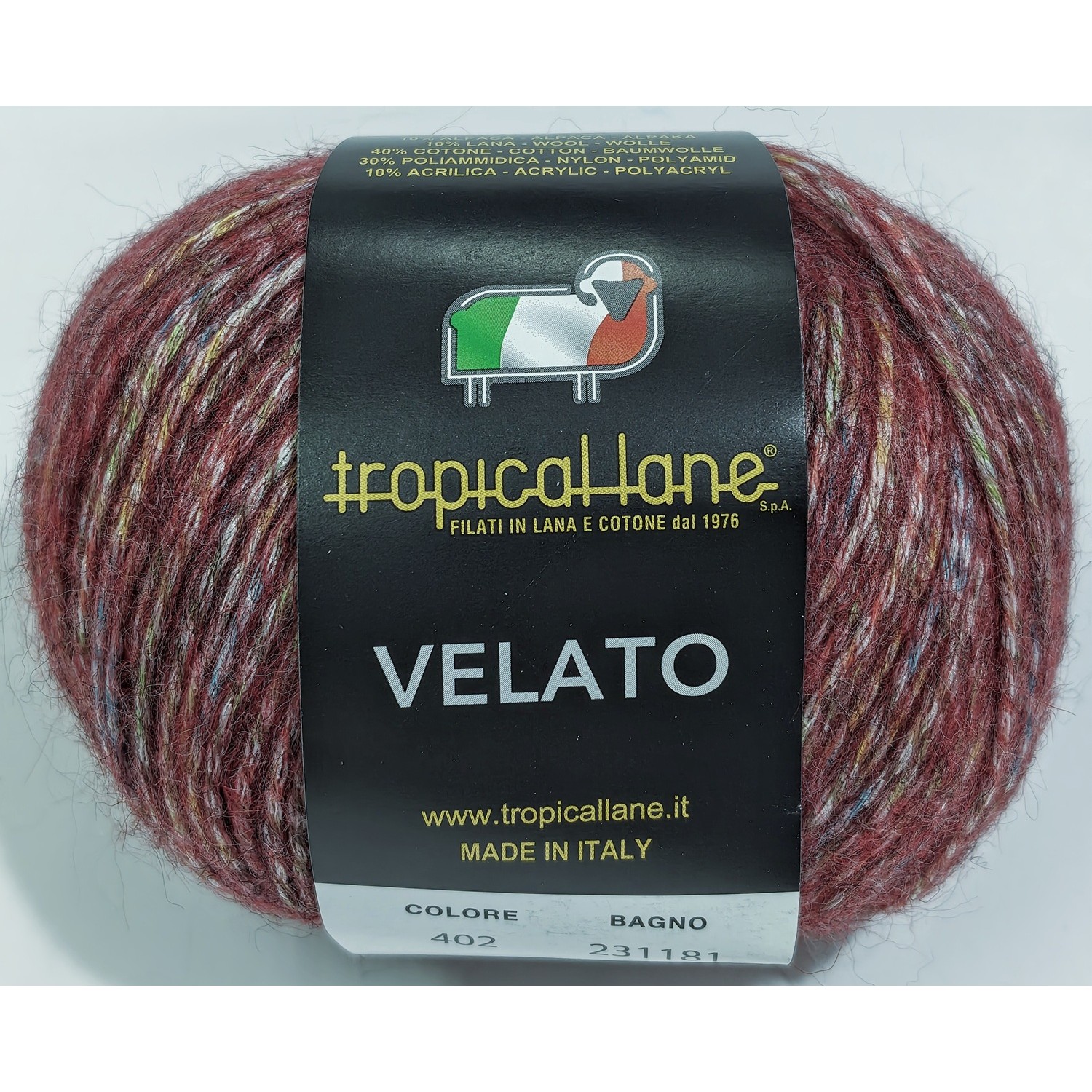 Gomitolo "VELATO" della Tropical Lane 50 gr (160 m.) 10% Alpaca 10% Lana Merinos 40% Cotone 30% Pl 10% Acr.