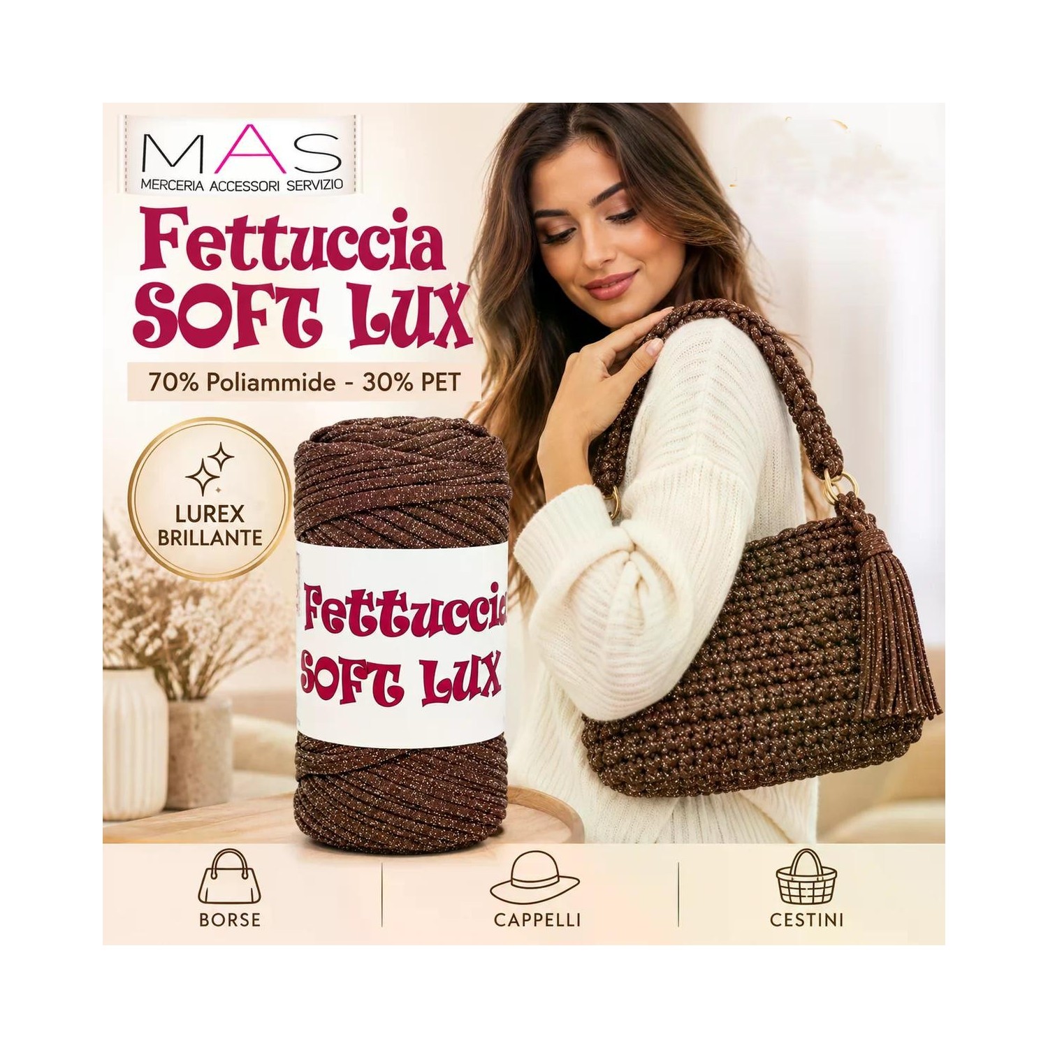 Fettuccia in Lycra Soft Lux MAS 150 gr 60 mt. per Borse Eleganti