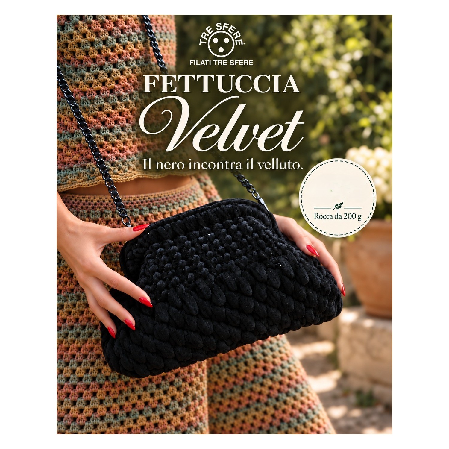 Fettuccia "Velvet" Tre Sfere Rocca Velluto da 200 gr 90% Poliestere 10% Elastan