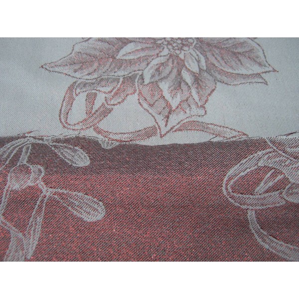 TESSUTO TOVAGLIATO O DECORO DOUBLE FACE LAMINATO PANNA/ROSSO H. 180 cm. 50 cm.