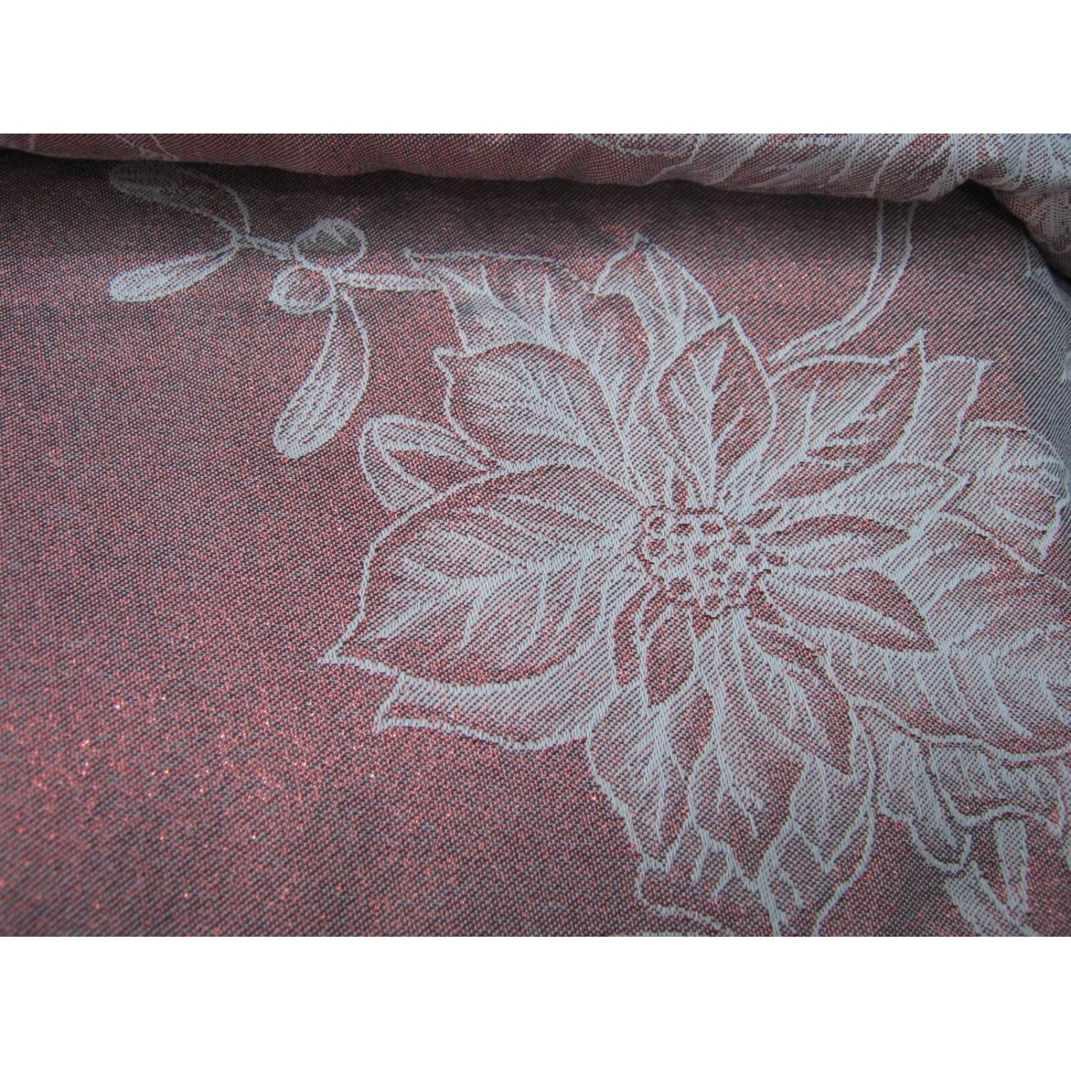 TESSUTO TOVAGLIATO O DECORO DOUBLE FACE LAMINATO PANNA/ROSSO H. 180 cm. 50 cm.