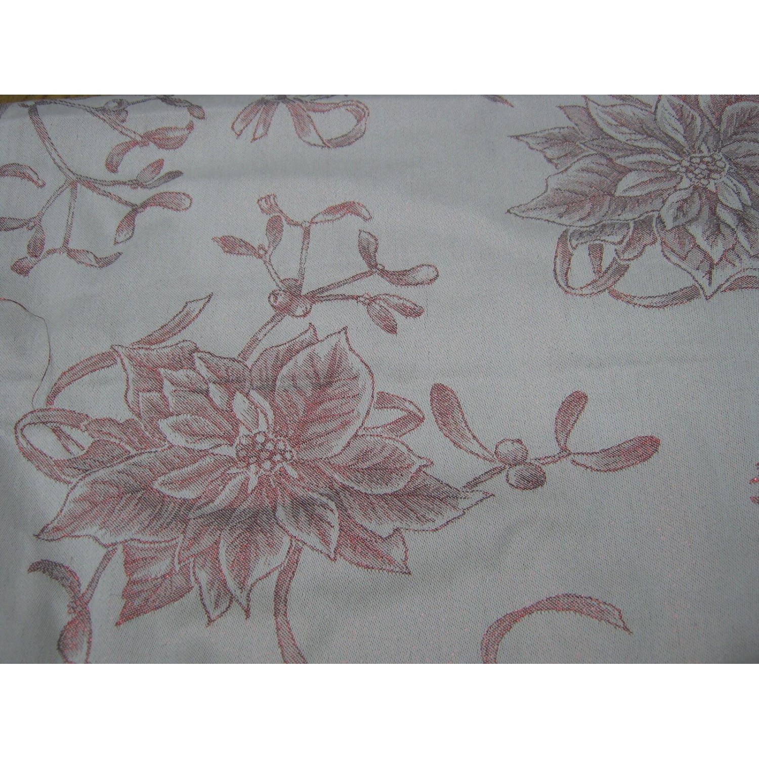 TESSUTO TOVAGLIATO O DECORO DOUBLE FACE LAMINATO PANNA/ROSSO H. 180 cm. 50 cm.