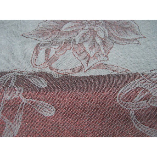 TESSUTO TOVAGLIATO O DECORO DOUBLE FACE LAMINATO PANNA/ROSSO H. 180 cm. 50 cm.
