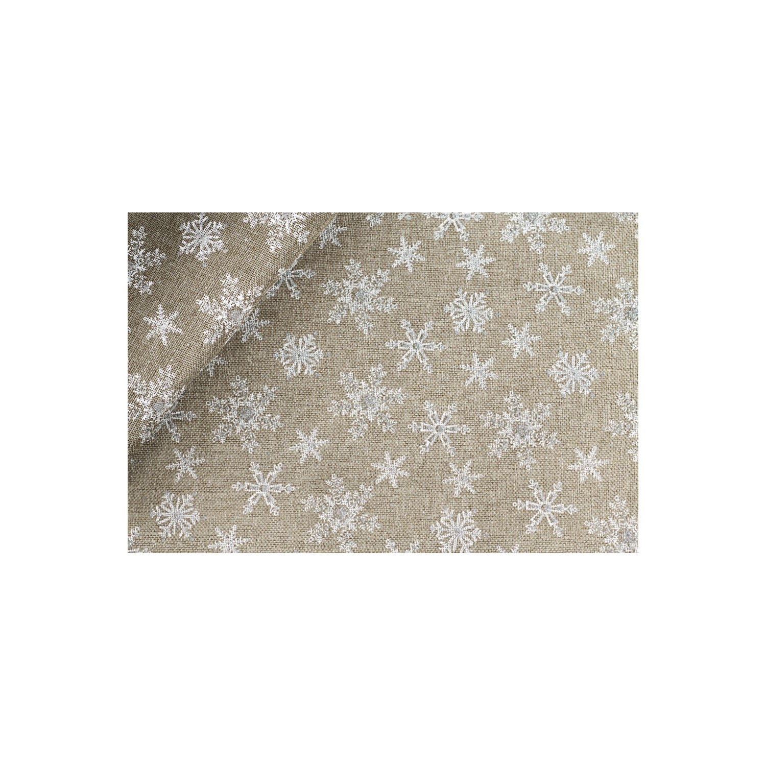 TELA EFFETTO JUTA STAMPA NATALE (peso gr. 285 mtl.) H. 150 cm. 1 METRO