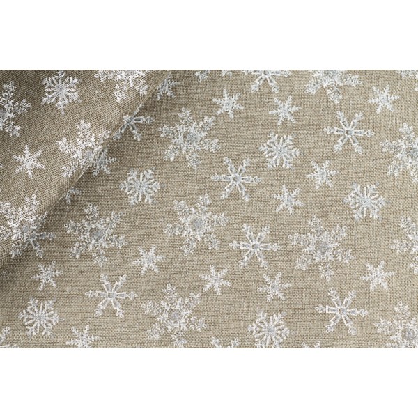 TELA EFFETTO JUTA STAMPA NATALE (peso gr. 285 mtl.) H. 150 cm. 1 METRO