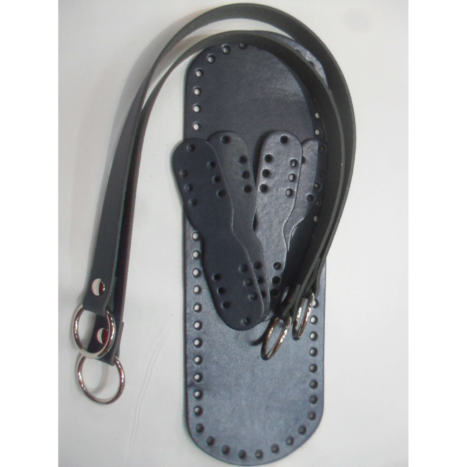 SET MANICI E FONDO PER BORSA ECOPELLE TRACOLLA 52 CM. FONDO 30X10 CM VARI COLORI