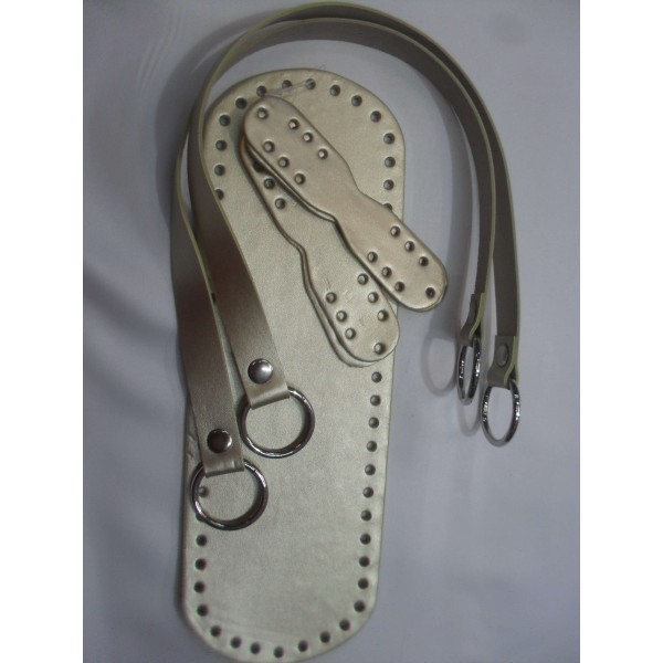 SET MANICI E FONDO PER BORSA ECOPELLE TRACOLLA 52 CM. FONDO 30X10 CM VARI COLORI