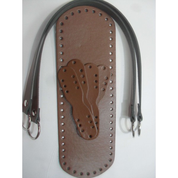 SET MANICI E FONDO PER BORSA ECOPELLE TRACOLLA 52 CM. FONDO 30X10 CM VARI COLORI