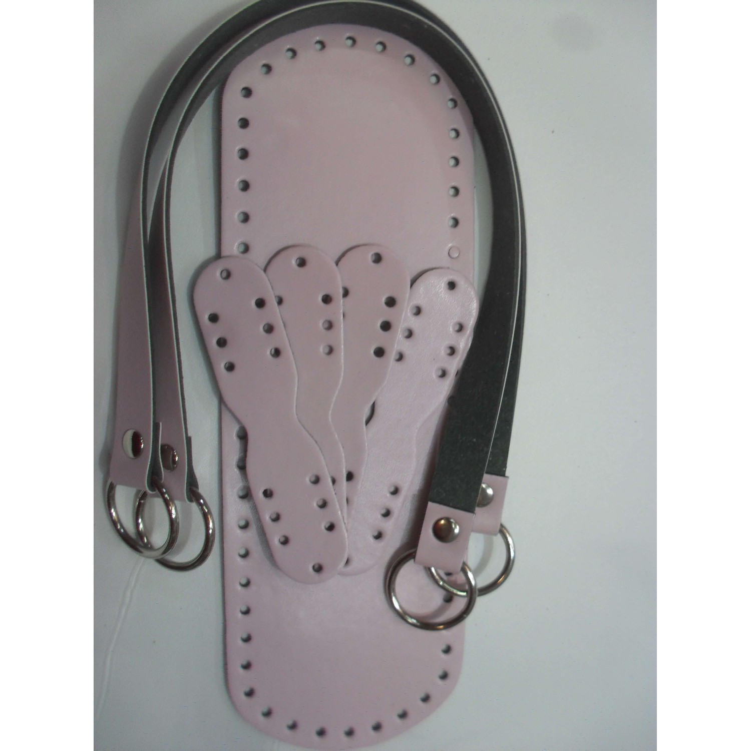 SET MANICI E FONDO PER BORSA ECOPELLE TRACOLLA 52 CM. FONDO 30X10 CM VARI COLORI