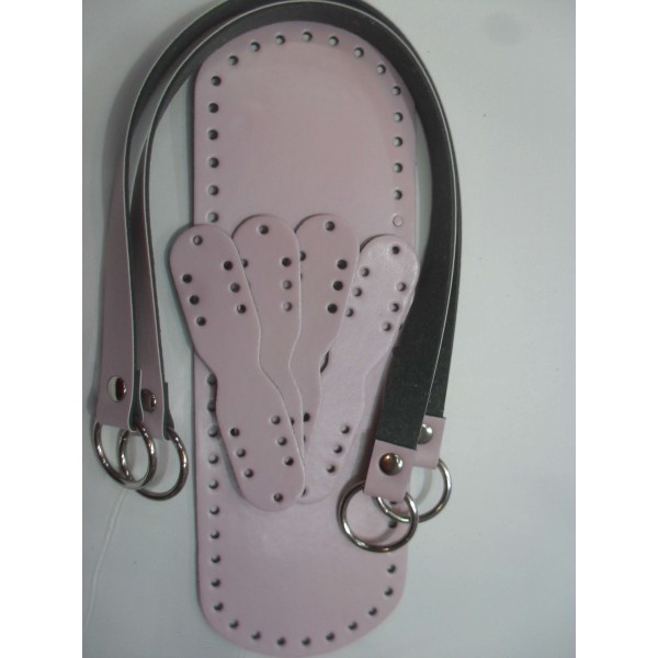 SET MANICI E FONDO PER BORSA ECOPELLE TRACOLLA 52 CM. FONDO 30X10 CM VARI COLORI