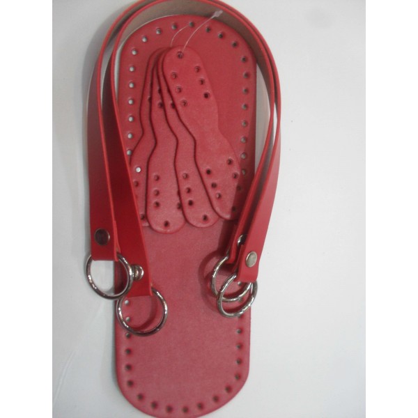 SET MANICI E FONDO PER BORSA ECOPELLE TRACOLLA 52 CM. FONDO 30X10 CM VARI COLORI