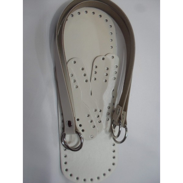 SET MANICI E FONDO PER BORSA ECOPELLE TRACOLLA 52 CM. FONDO 30X10 CM VARI COLORI