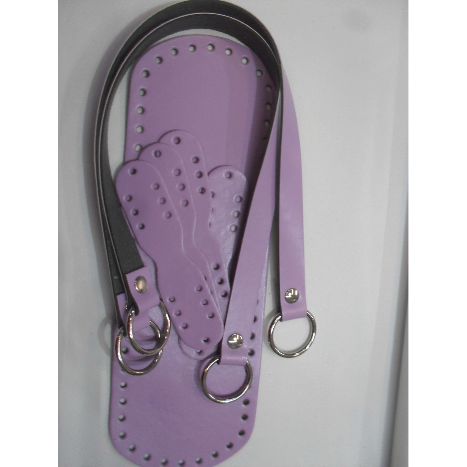 SET MANICI E FONDO PER BORSA ECOPELLE TRACOLLA 52 CM. FONDO 30X10 CM VARI COLORI