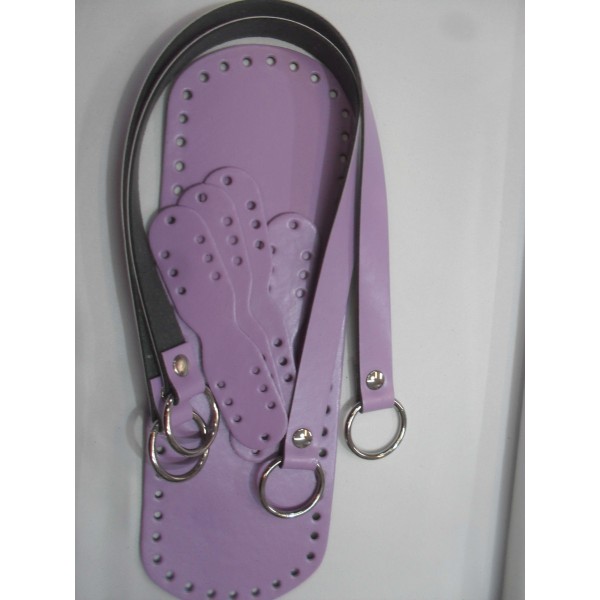 SET MANICI E FONDO PER BORSA ECOPELLE TRACOLLA 52 CM. FONDO 30X10 CM VARI COLORI