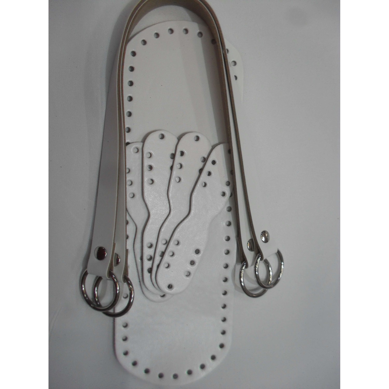 SET MANICI E FONDO PER BORSA ECOPELLE TRACOLLA 52 CM. FONDO 30X10 CM VARI COLORI