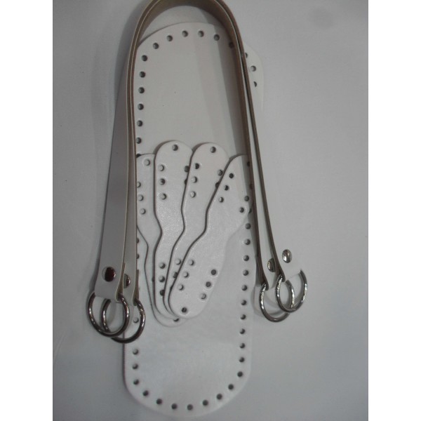 SET MANICI E FONDO PER BORSA ECOPELLE TRACOLLA 52 CM. FONDO 30X10 CM VARI COLORI