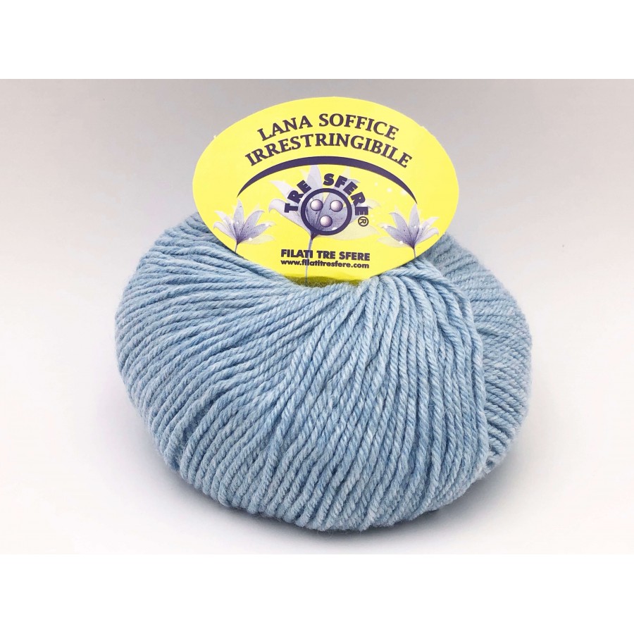 Gomitolo lana soffice tre sfere 50% lana 50% acrilico +- 115 mt. ferri o uncinetto 4/5