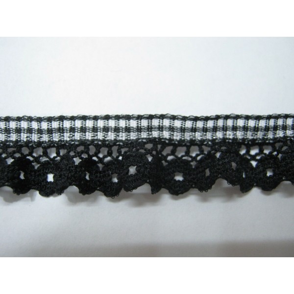 PASSAMANERIA CON NASTRO VICHY PIU' MERLETTO FILET A ROUCHES ALTEZZA 1,4 cm.